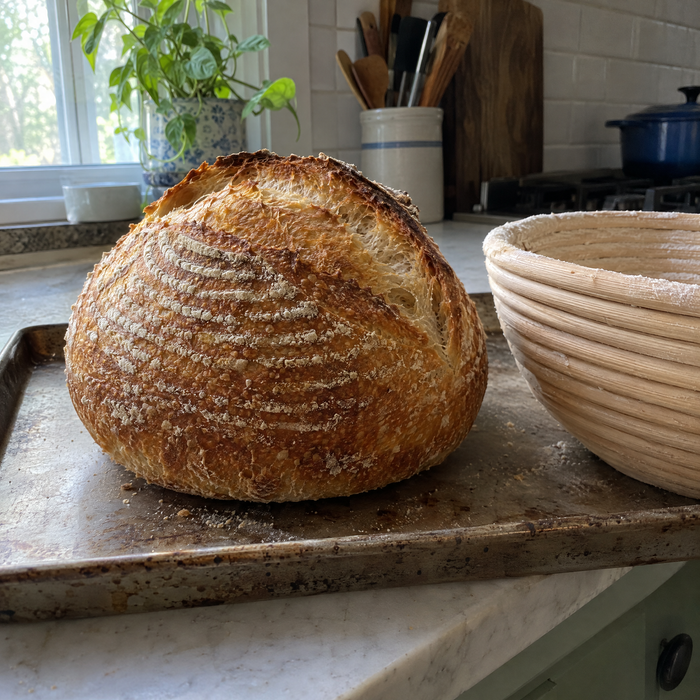 Proofed in an Averia banneton